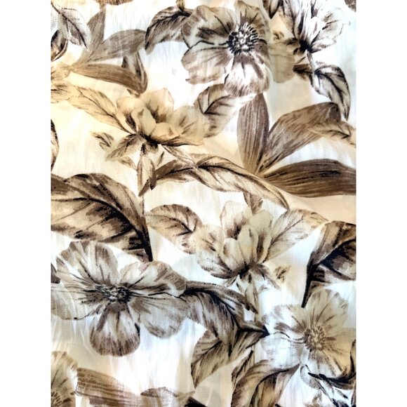 J Jill Creme Brown Floral Skirt Size Medium Hi Low Midi Faux Wrap Elastic Waist - Picture 14 of 15